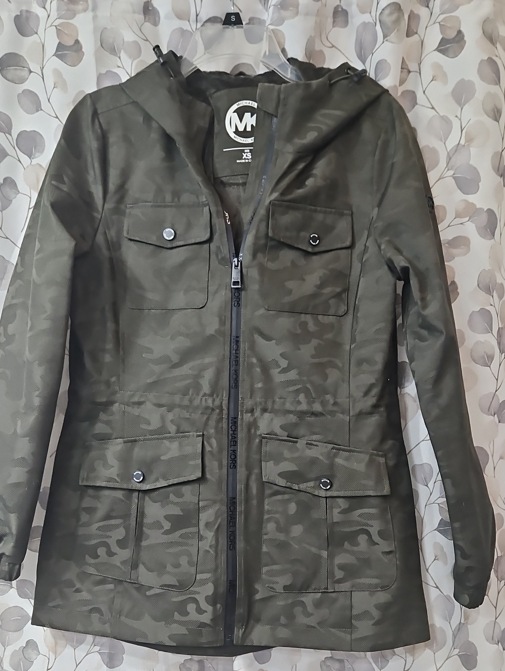 Michael Michael Kors Military Green Camo Hooded Jacket